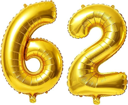 40 Inch Number 62 Balloons for 62nd Birthday Party Decorations, 0-100 Gold by FOBELEC