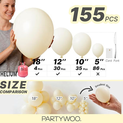 PartyWoo Pastel Yellow Balloons 155pcs Light Pale Yellow Color | 18 12 10 5 - Image 6