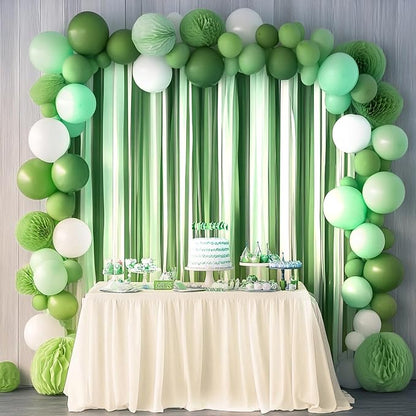 6 Green & White Crepe Paper Streamers, 492ft Pack of Party Decorations | Each - Image 5