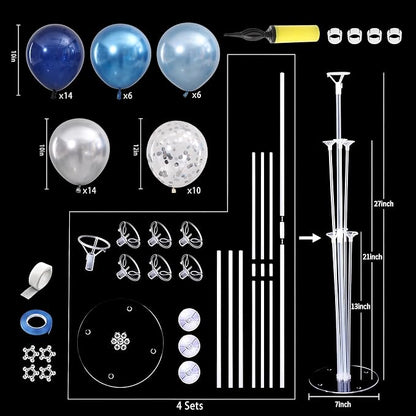 4 Sets Navy Blue Silver Balloons Stand Kit - Image 2