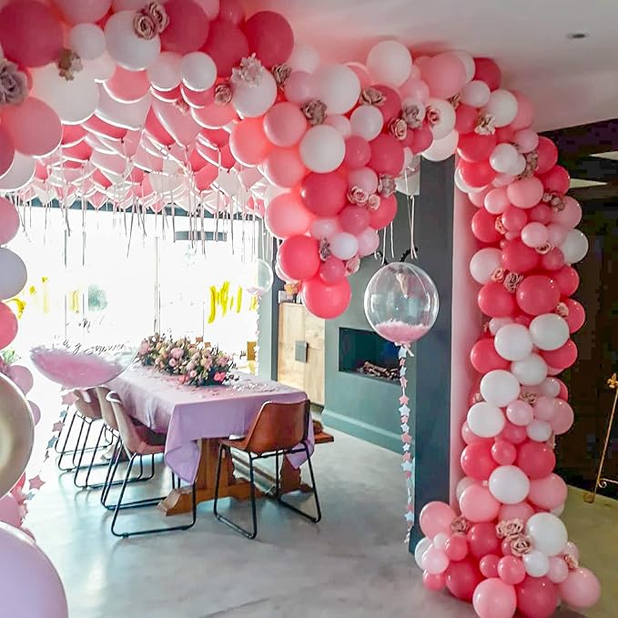 Voircoloria 130pcs Hot Pink Balloons Garland Arch Kit, 18 12 10 5 Inch | - Image 4