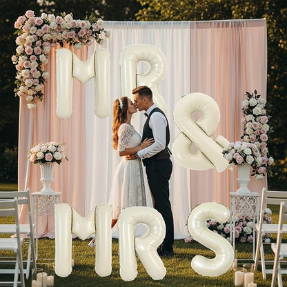 TONIFUL 40 Inch Big Cream White MR & MRS Balloons Large Ivory White Mr and Mrs - Image 4