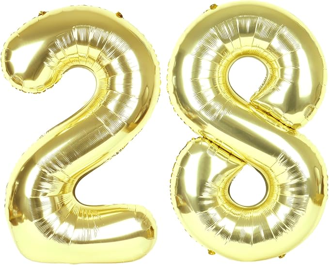 28 Balloon - Champagne Gold Birthday Number Balloons, 40 Inch Decorations | by ALPHADELTAPI