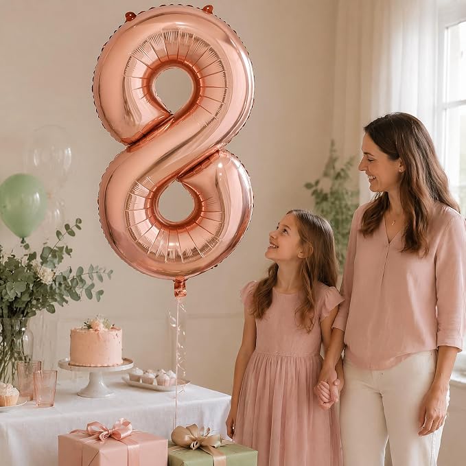 40 Inch Rose Gold Number 8 Balloon, Giant Number Balloons, Birthday Decor | - Image 4