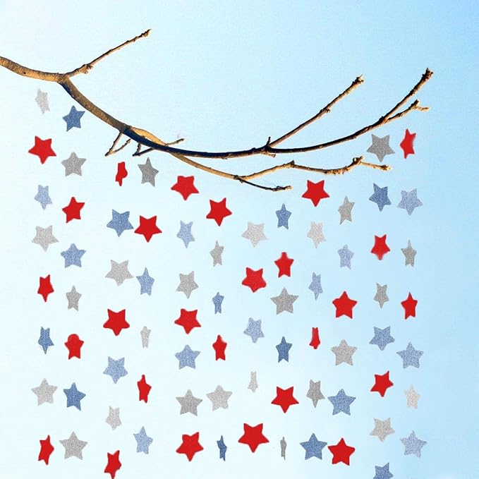 6 Pack Patriotic Star Streamers Garland Red White Blue Bunting Banner Paper - Image 4