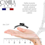 Camila Paris CP3358 French Hair Barrette Clip for Girls, Handmade, Black/White, Metal-Free Closure Strong Hold Grip Hair Clips for Women, No Slip Durable Styling Girls Hair Accessories, Made in France
