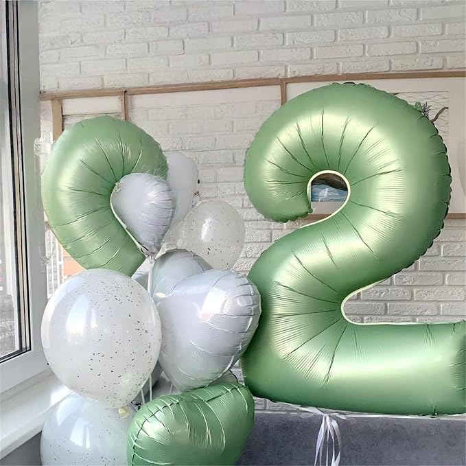 15th Birthday Balloons for Girls, 40 Inch Giant Sage Green Foil 15 Number - Image 6