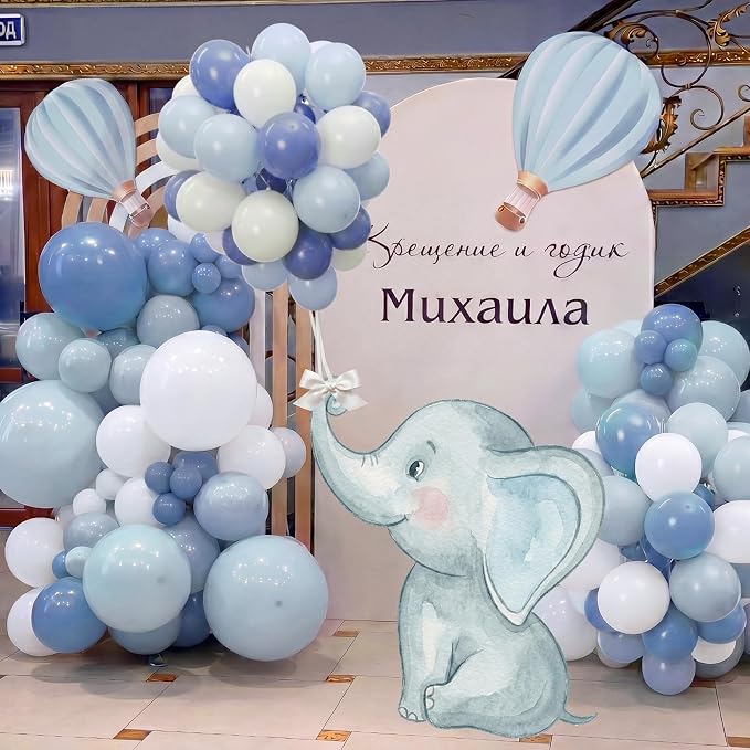 43 Pcs Blue Elephant Baby Shower Decorations Boy 31 Inch Elephant Cardboard - Image 5