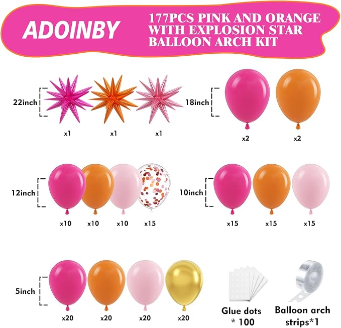 Pink and Orange Balloon Garland Arch Kit - Image 2