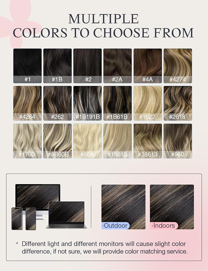 DOORES Invisi Edge Tape in Hair Extensions Human Hair, Natural Black to Light Blonde 10 Injection Tape-ins with 10 Classic Tape-ins 50g 16 Inch, Injection Tape in Virgin Human