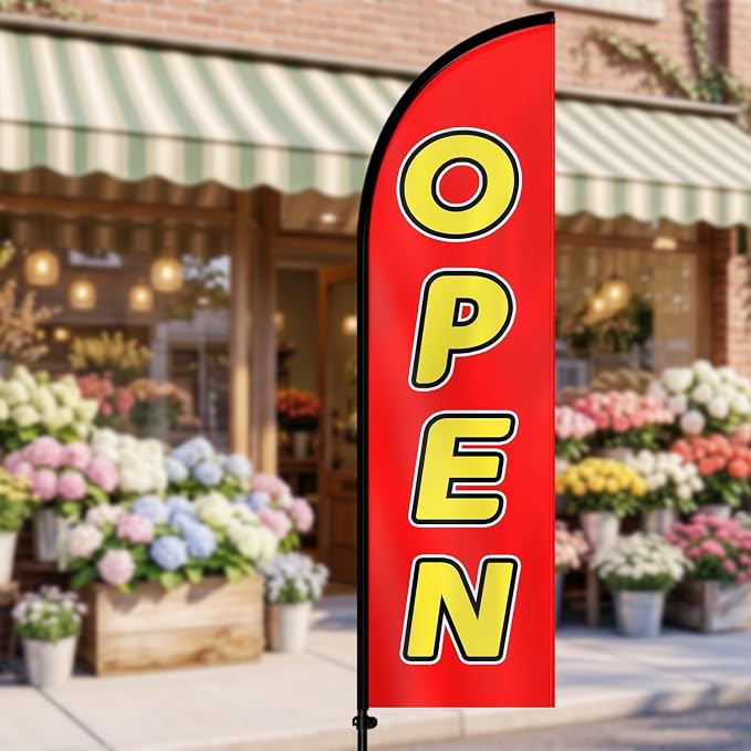 1PC Double-Sided OPEN Feather Flag - Image 2