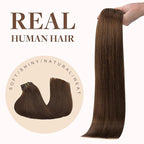 GOO GOO Clip in Hair Extensions Real Human Hair, Remy Human Hair Extensions Clip ins for Women, Natural Human Hair, 12inch 85g 7Pcs, #4A Chocolate Brown