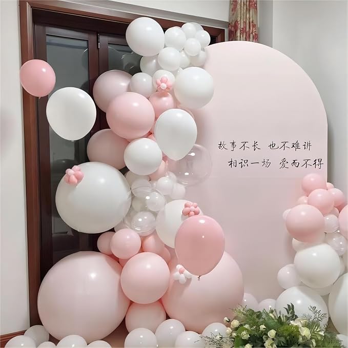 130-Pack 18/12/10/5 Inch Pastel Pink & White Balloon Garland Kit | Different - Image 7