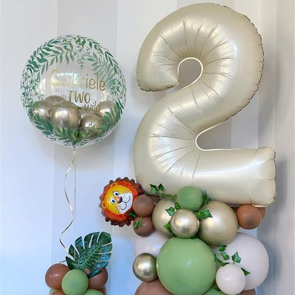 Beige 12th Birthday Balloons for Boys Girls, 40 Inch Big Cream Foil 1 and 2 - Image 4