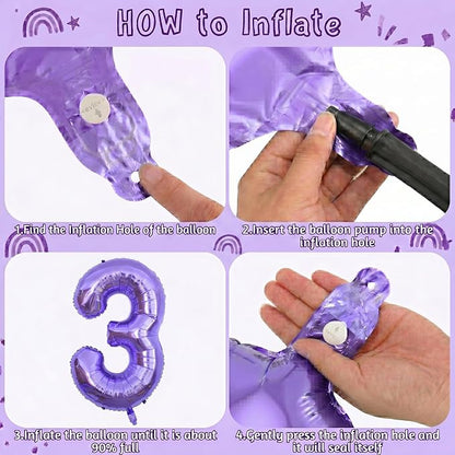 Purple Number 3 Balloon 40 Inch, Giant Lavender Mylar Foil Balloon - Image 5