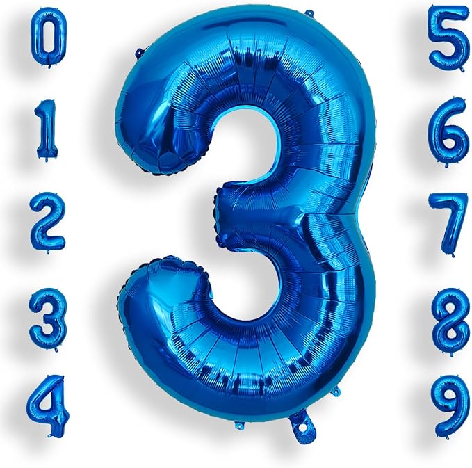 AULE 40 Inch 3 Blue Balloon Number Foil 0-9 Birthday Big Numbers | Birthday by AULE