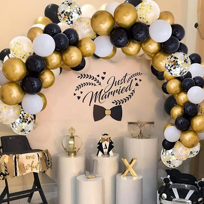 72 Pack Black Gold Confetti Balloons Kit, 12 Inch Black Gold White Balloons and - Image 3