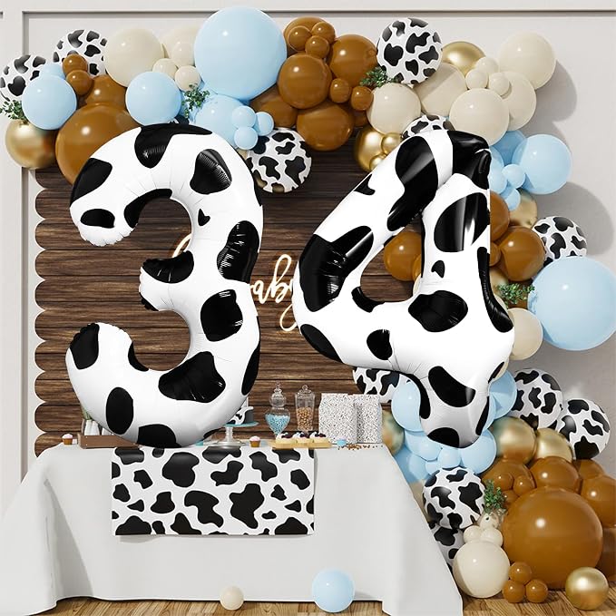 Cow Print Number Balloon 40 Inch Cow Print Number 4 Balloon Cowgirl Theme - Image 7