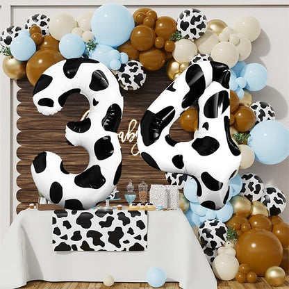 Cow Print Number Balloon 40 Inch Cow Print Number 4 Balloon Cowgirl Theme - Image 7