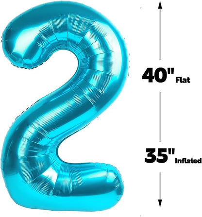 Blue Number 2 Balloon 40 inch, Balloon numbers party supplies, deco photo shoot - Image 3