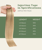 SURNEL Injected Tape in Hair Extensions 22Inch Golden Brown to Caramel Blonde Upgraded Seamless Remy Invisible Tape in Extensions Human 20 Pcs 50g(#102727,22)