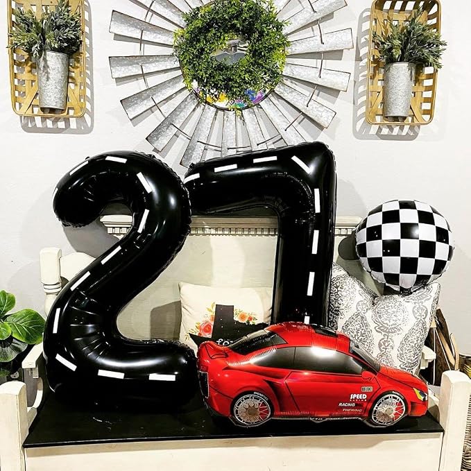 Race Car 7 Balloons, 40 Inch Birthday Race Track - Image 4