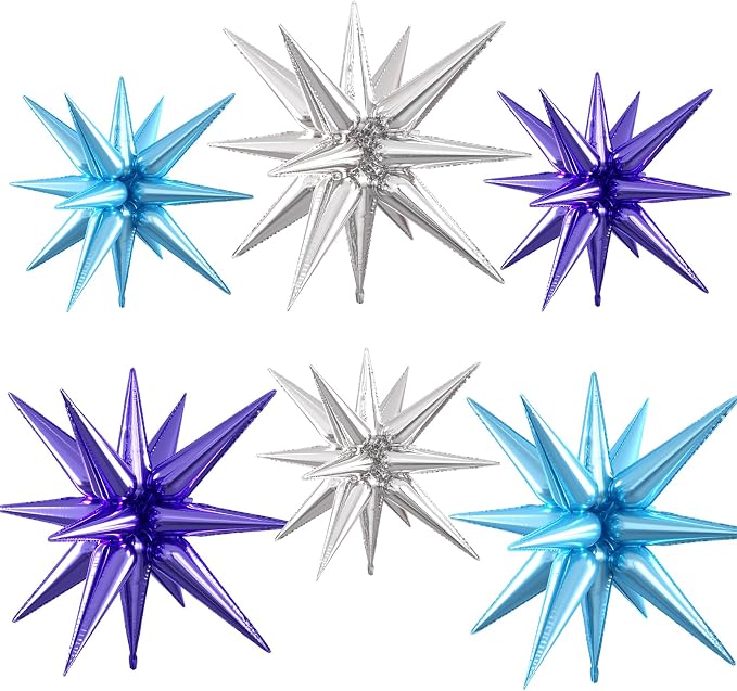 Purple Blue Silver Star Balloons, 22/27 Inch Blue and Purple Silver Star Shaped by Paready