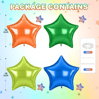 Blue Green Orange Star Balloons, 18 Inches Dinosour Balloon - Image 2
