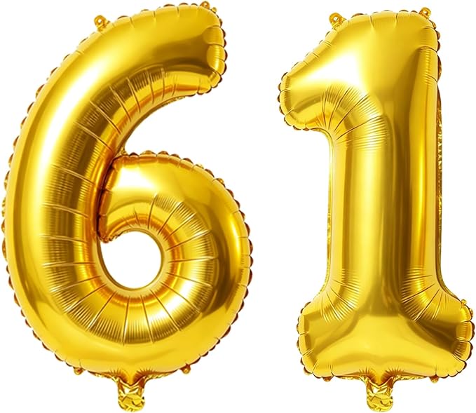 40 Inch Number 61 Balloons for 61st Birthday Party Decorations, 0-100 Gold by FOBELEC