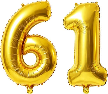 40 Inch Number 61 Balloons for 61st Birthday Party Decorations, 0-100 Gold by FOBELEC