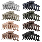 TOCESS Hair Claw Clips for Women – Large Clips for Thin Thick Hair Big Neutral Claw for Curly Hair Matte Nonslip Strong Hold 4.33 Inch Jumbo Claws Jaw Set (8 Pcs)