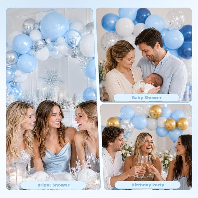 Pastel Blue Balloons, 12 Inch Baby Blue Latex Party Balloons | 30 Pack Light - Image 4