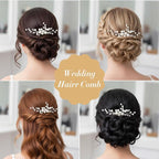 2PCS Pearl Wedding Hair Comb, Rhinestone Pearl Hair Accessories Crystal Hairs Pieces Bridal Hairs Clips for Women and Brides Bridesmaid