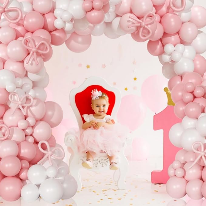 Pink Balloon Garland Arch Kit 148pcs, 18in Pink and White Coquette Balloon Set - Image 8