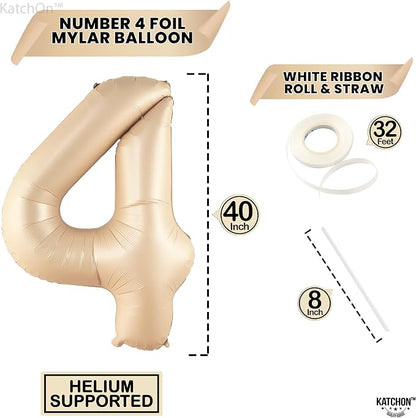 KatchOn Caramel 4 Balloon Number 40 Inch | Neutral Number 4 Balloon - Image 4