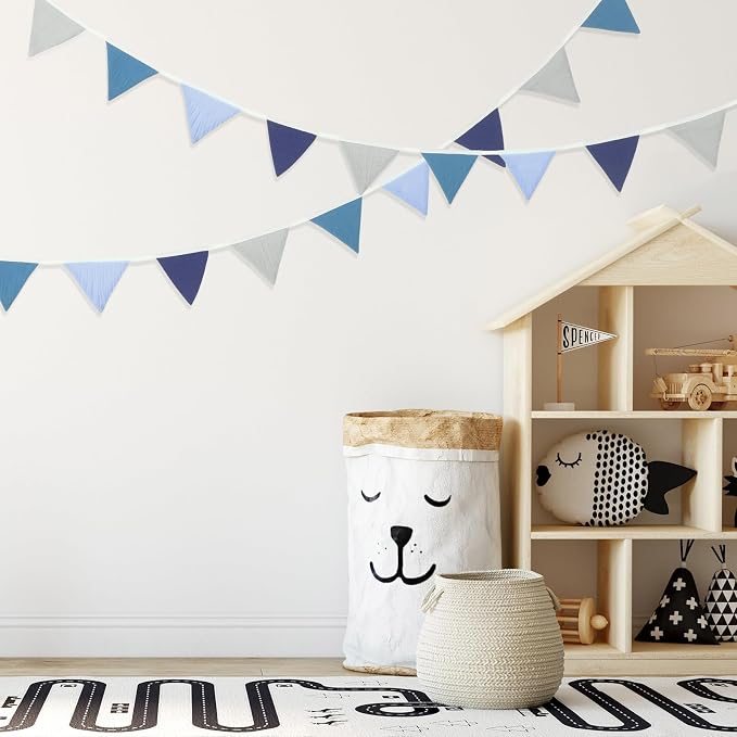 Oudain 2 Pcs Pennant Banner Flags Nursery Garland Triangle Bunting Flags - Image 5