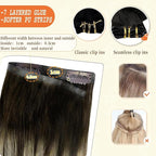 Full Shine Invisible Clip in Hair Extensions 20 Inch Seamless Hair Extension Dark Brown with Platinum Blonde Human Hair Extensions for Long Hair 8 PCS 120 G