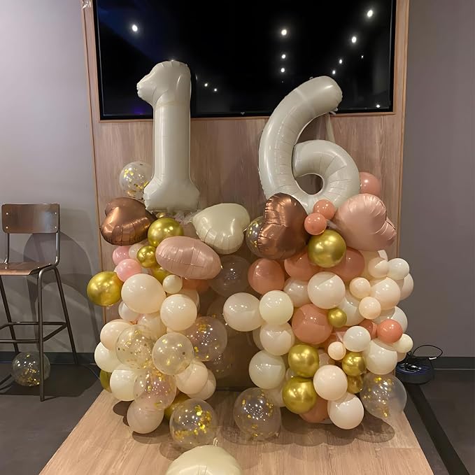 40 Inch Beige Number Balloon 1, Large Cream Number Foil Mylar Balloons - Image 7