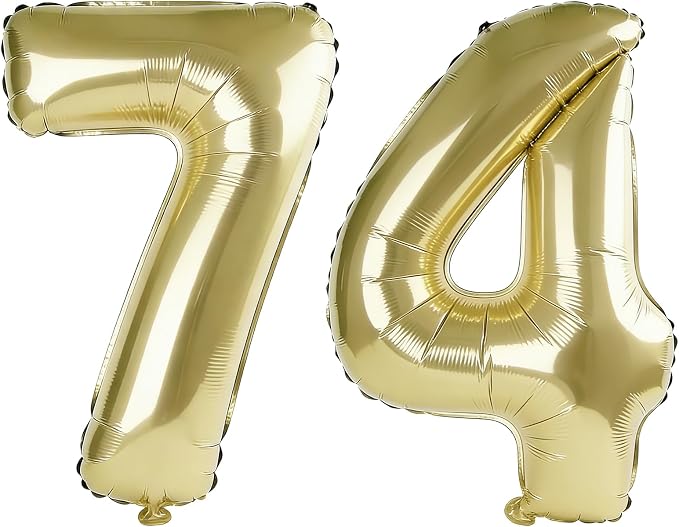 40 Inch Number 74 Balloons for 74th Birthday Party Decorations, 0-100 Champagne by FOBELEC