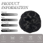 Large Messy Bun Hair Piece Curly Synthetic Extensions Scrunchies Fake Chignon Updo Hairpieces for Women Off Black