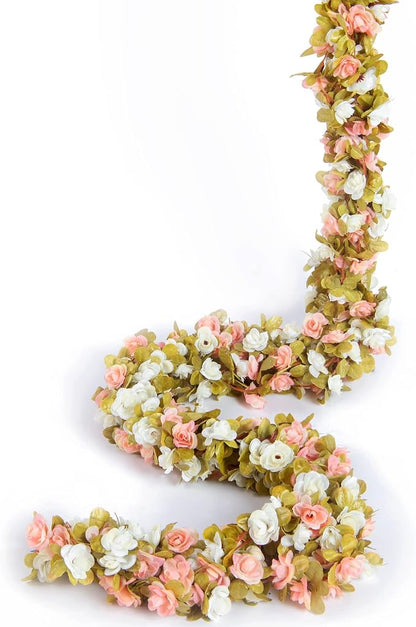 Artificial Flower Garland 6pcs 8.2ft Rose Vine Decor, Fall Pink Flower | - Image 9