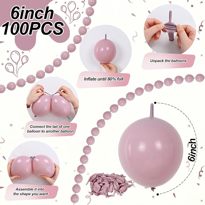 Dusty Pink Linking Balloons, Quick Linked Balloon - Image 2