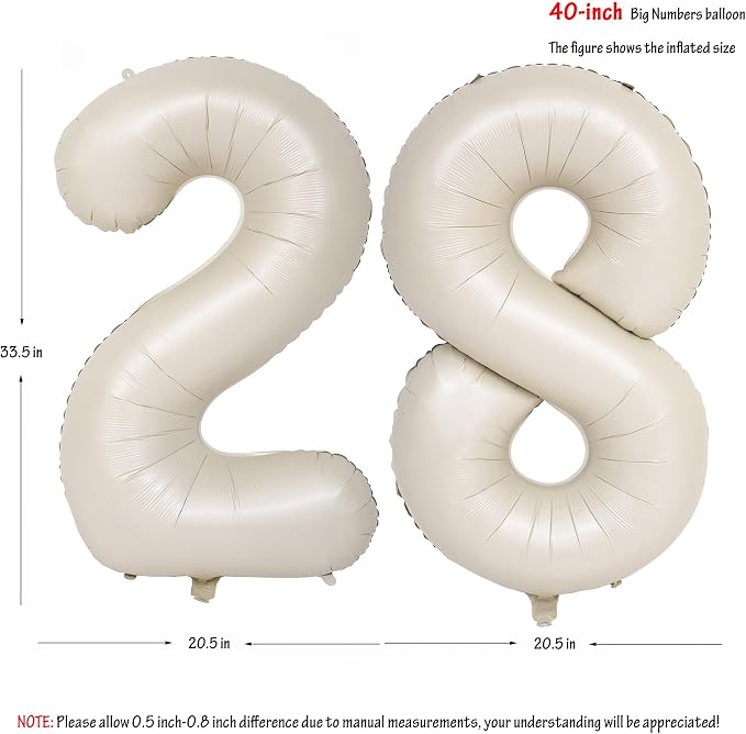 40 In Cream white Number Balloons Helium Foil Mylar Balloon Digital 28 | - Image 2