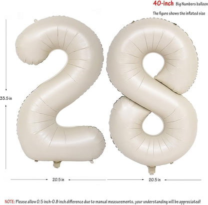 40 In Cream white Number Balloons Helium Foil Mylar Balloon Digital 28 | - Image 2