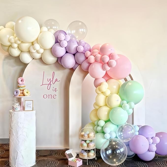 Pastel Rainbow Party Balloons Assorted Colors, Pastel Light Purple Pink Yellow - Image 6
