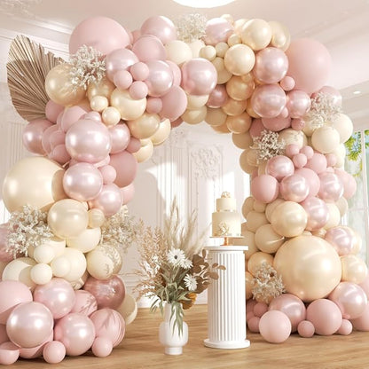 Pearl Pink White Balloon Arch Kit by Unknown