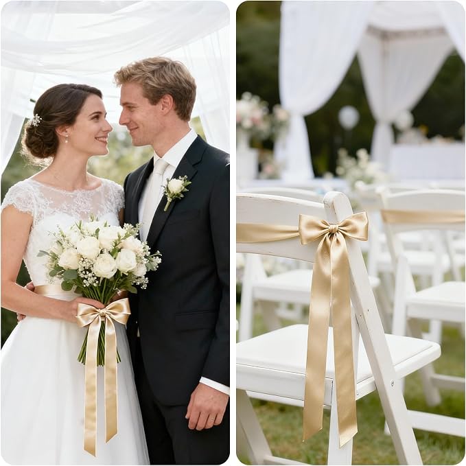 KINGLAKE Champagne Gold Satin Ribbon - Image 5