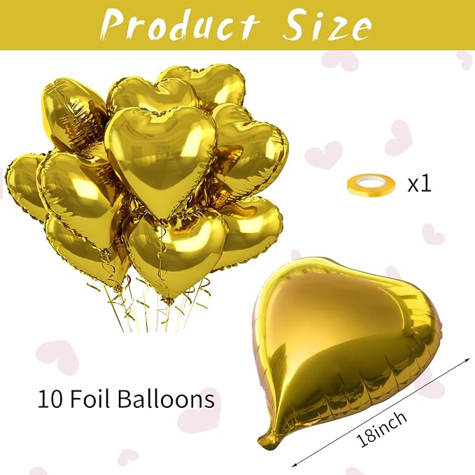 Gold Heart Foil Balloons - Image 2