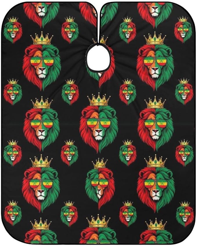 Women Rasta Flag Reggae King Lion Black Haircut Barber Cape Cover, Extra Large Hairdressing Apron for Home Stylists, Easy Clean