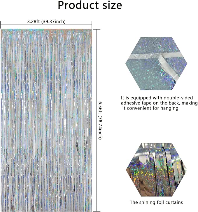 Silver Foil Fringe Curtains Photo Backdrop - Image 7